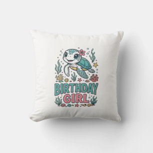 Coussin Chemise à gravure vintage tortue marine fille d'an