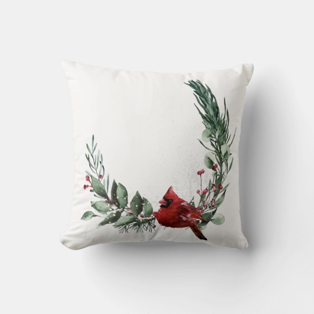 Coussin Chemise cardinale rouge hiver décor rustique (Recto)