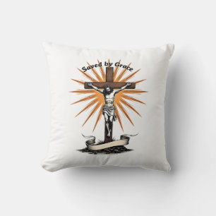 Coussin Chemise chrétienne gravure vintage croix Jésus