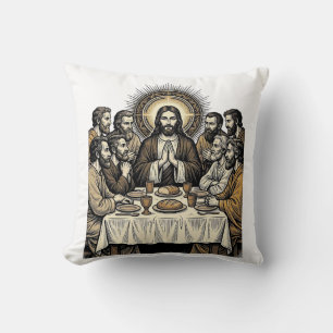 Coussin Chemise d'art religieux gravure sainte cène vintag