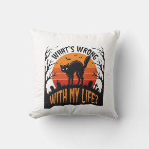 Coussin Chemise de chat Halloween Humour de vie effrayant 