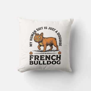 Coussin Chemise de costume de citrouille de bouledogue fra