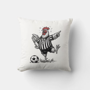 Coussin Chemise de gravure vintage de football de poulet d