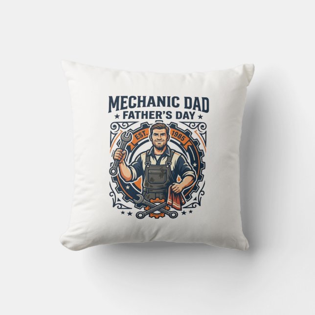 Coussin Chemise de Mécanicien de la Fête des Pères Papa Dr (Recto)