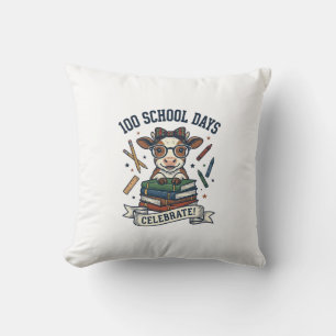 Coussin Chemise de professeur de gravure vintage de vache