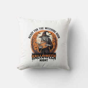 Coussin Chemise de sorcière Halloween Lecture de livre de