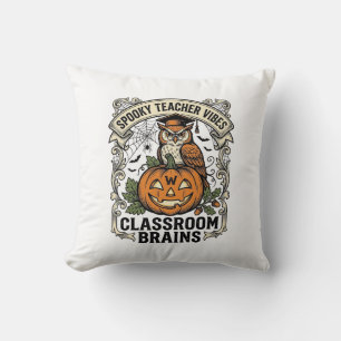 Coussin Chemise d'école vintage de professeur de citrouill