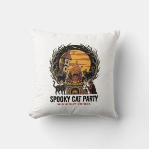 Coussin Chemise Halloween Gravure Vintage Fête de Chat Eff