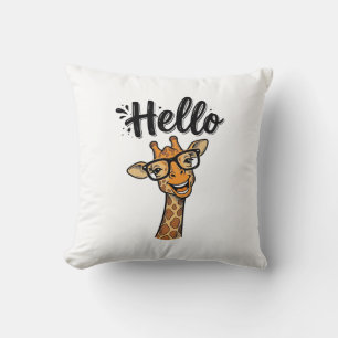 Coussin Chemise Hello Giraffe Gravure Vintage Animal Migno