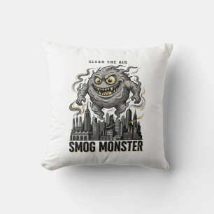 Coussin Chemise Monstre de Smog Gravure Vintage Éco Averti