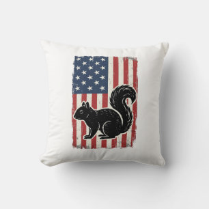 Coussin Chemise patriotique écureuil drapeau américain vin