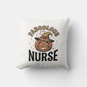 Coussin Chemise vintage citrouille d'Halloween d'infirmièr