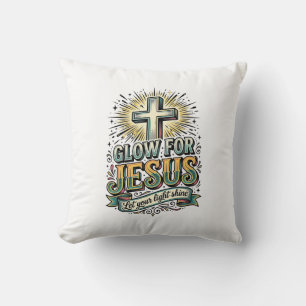 Coussin Chemise vintage de croix chrétienne Glow For Jesus
