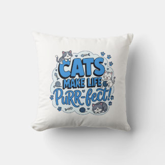 Coussin Chemises drôles de chats font la vie parfaite pour