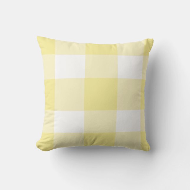 Coussin Chèque de bison jaune classique (Recto)