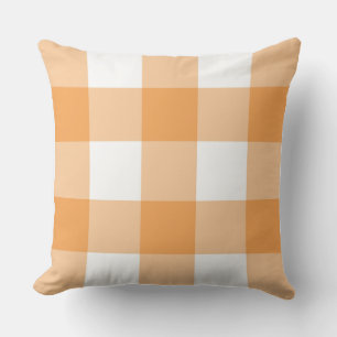 Coussin Chèques de buffles orange et blanc
