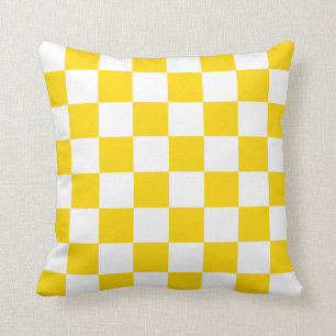 Coussin Chèques jaunes et blancs dorés