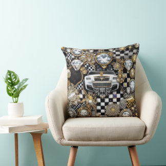 Coussin chèques or noir