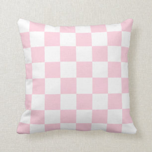 Coussin Chèques roses et blancs légers