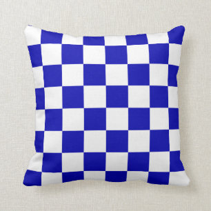 Coussin Chèques royales bleues et blanches