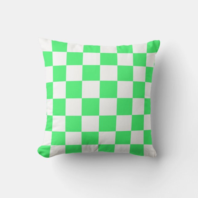 Coussin Chèques vert clair et blanc (Recto)