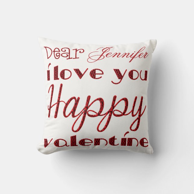 Coussin Cher Je Vous Aime Cute Cupide Typographie Valentin (Recto)