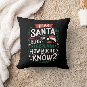 Coussin Cher Père Noël avant que j'explique combien en sav