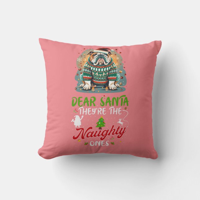 Coussin Cher Père Noël, ils sont le chien pourri de l'homm (Recto)