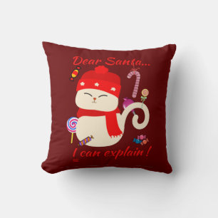 Coussin CHER PÈRE NOËL... JE PEUX EXPLIQUER ! drôle chat d