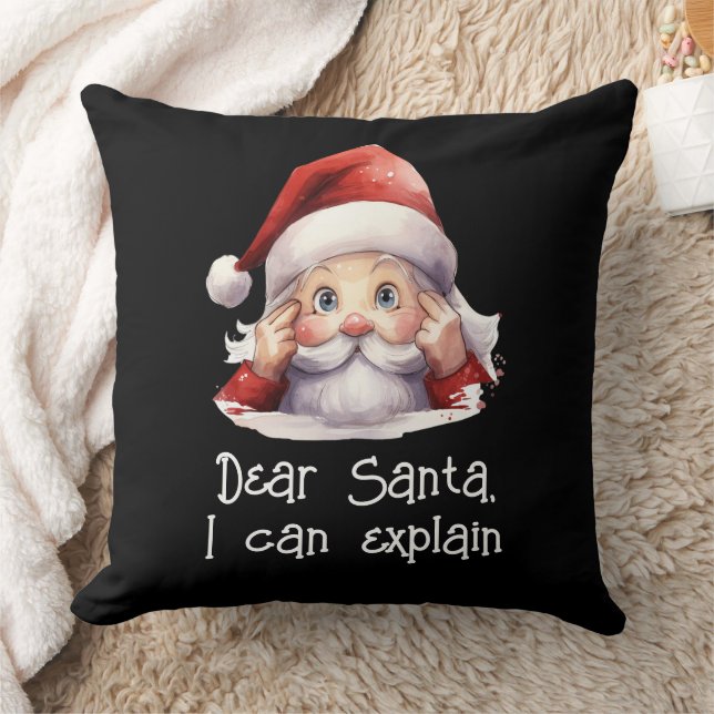 Coussin Cher Père Noël, Je Peux Expliquer Funny Black (Couverture)