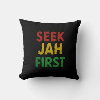 Coussin Cherchez d'abord Jah Couleurs rastafariennes regga