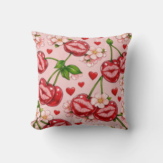 Coussin Cherry Kiss Throw Pillow
