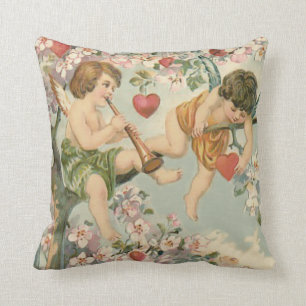 Coussin Cherub Cupid Flûte Magnolia Arbre Cœur