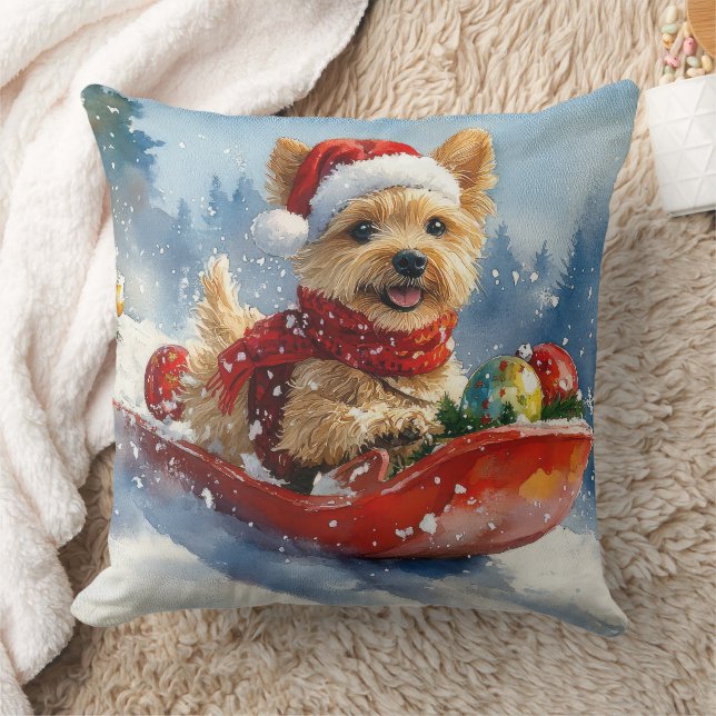 Coussin Chesapeake Bay Terrier Dog dans Sledge Noël (Couverture)