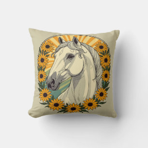 Coussin Cheval à cheval et fleurs de Susan aux yeux noirs