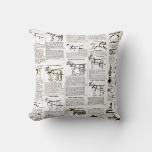 Coussin Cheval Antique Publicité Journal Art