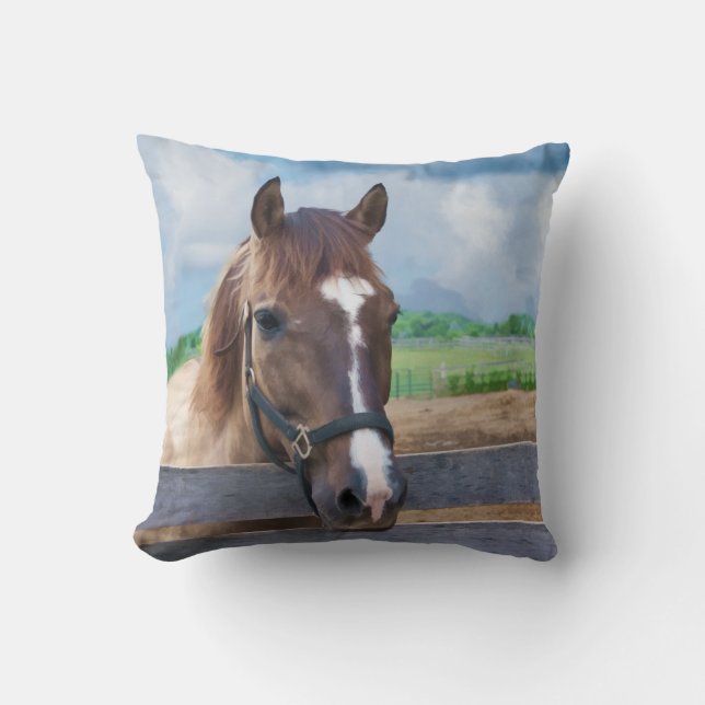 Coussin Cheval Brown avec le carreau de frein (Recto)