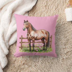 Coussin Cheval Brown rose