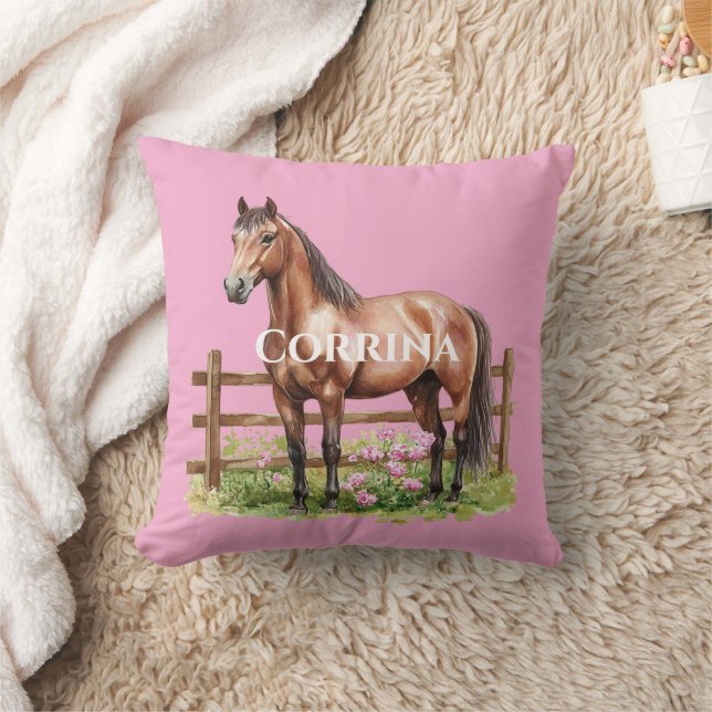 Coussin Cheval Brown rose (Couverture)