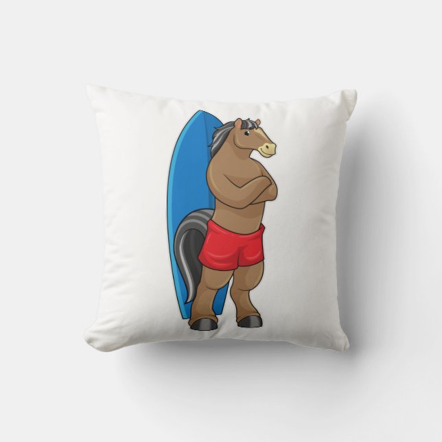 Coussin Cheval comme Surfer avec Surfboard (Recto)
