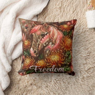 Coussin Cheval d'automne Chrysanthèmes floraux Personnalis