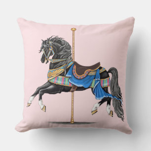 Coussin Cheval de Carrousel Noir