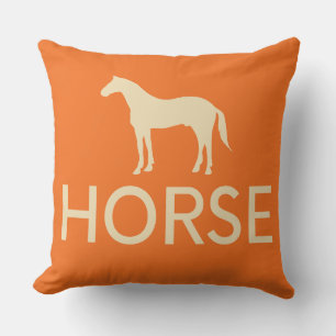 Coussin Cheval équestre réversible orange et crème