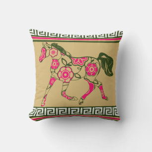 Coussin Cheval Floral Jeu d'oreiller