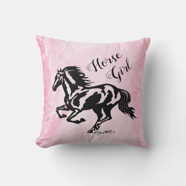 Coussin Cheval Girl, Cheval Jeu d'oreiller (Recto)