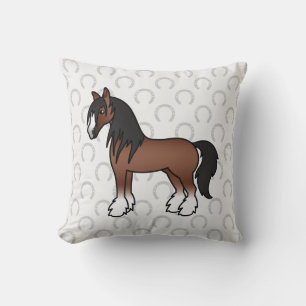 Coussin Cheval Gypsy Vanner / Shire / Clydesdale brun