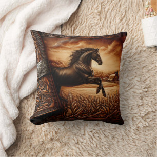 Coussin Cheval Majestic traversant le terrain à Dusk