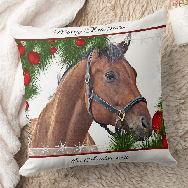 Coussin Cheval Noël équestre équine Cute Pony Horse (Créateur téléchargé)