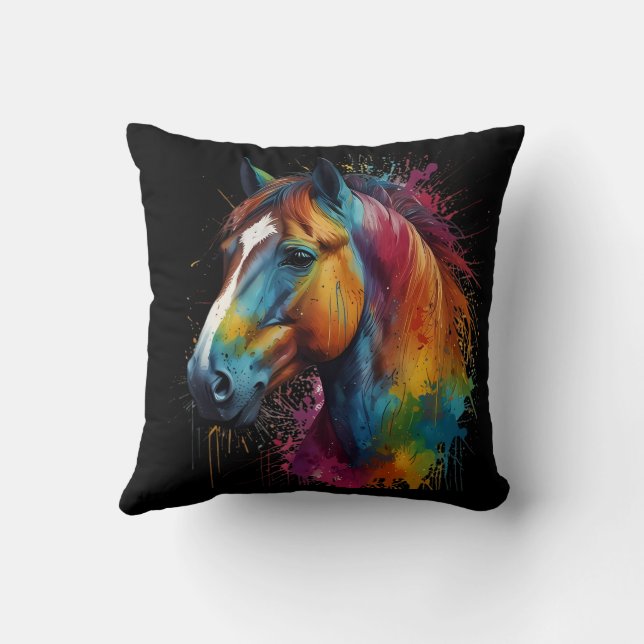 Coussin Cheval peint conception difficile (Verso)