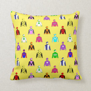 Coussin Cheval Racing Jockey soies Motif sur Jellow